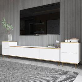 Hanah Home Mueble de TV Imaj Blanco y Dorado